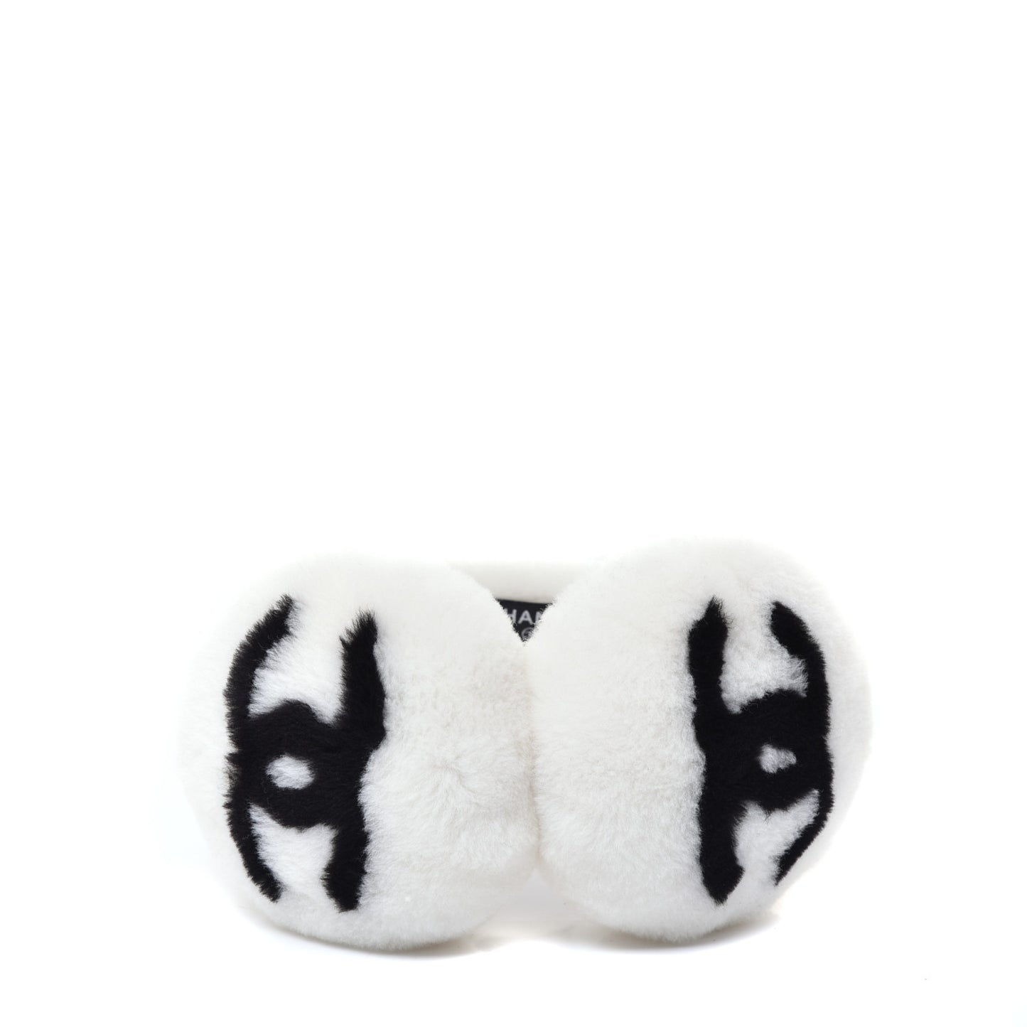 Shearling CC Ear Muffs White Black