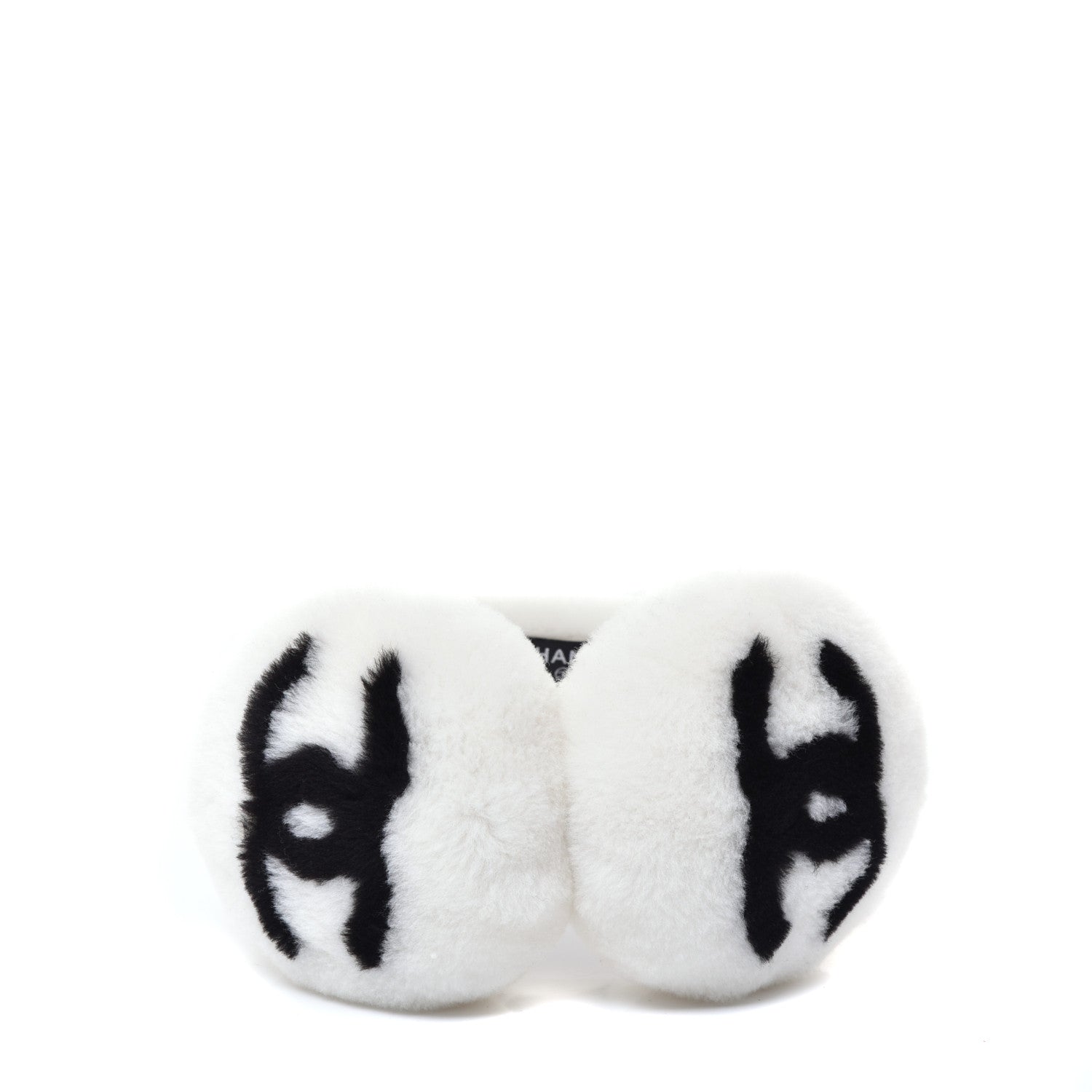 Chanel Shearling CC Ear Muffs White Black 4 of 7