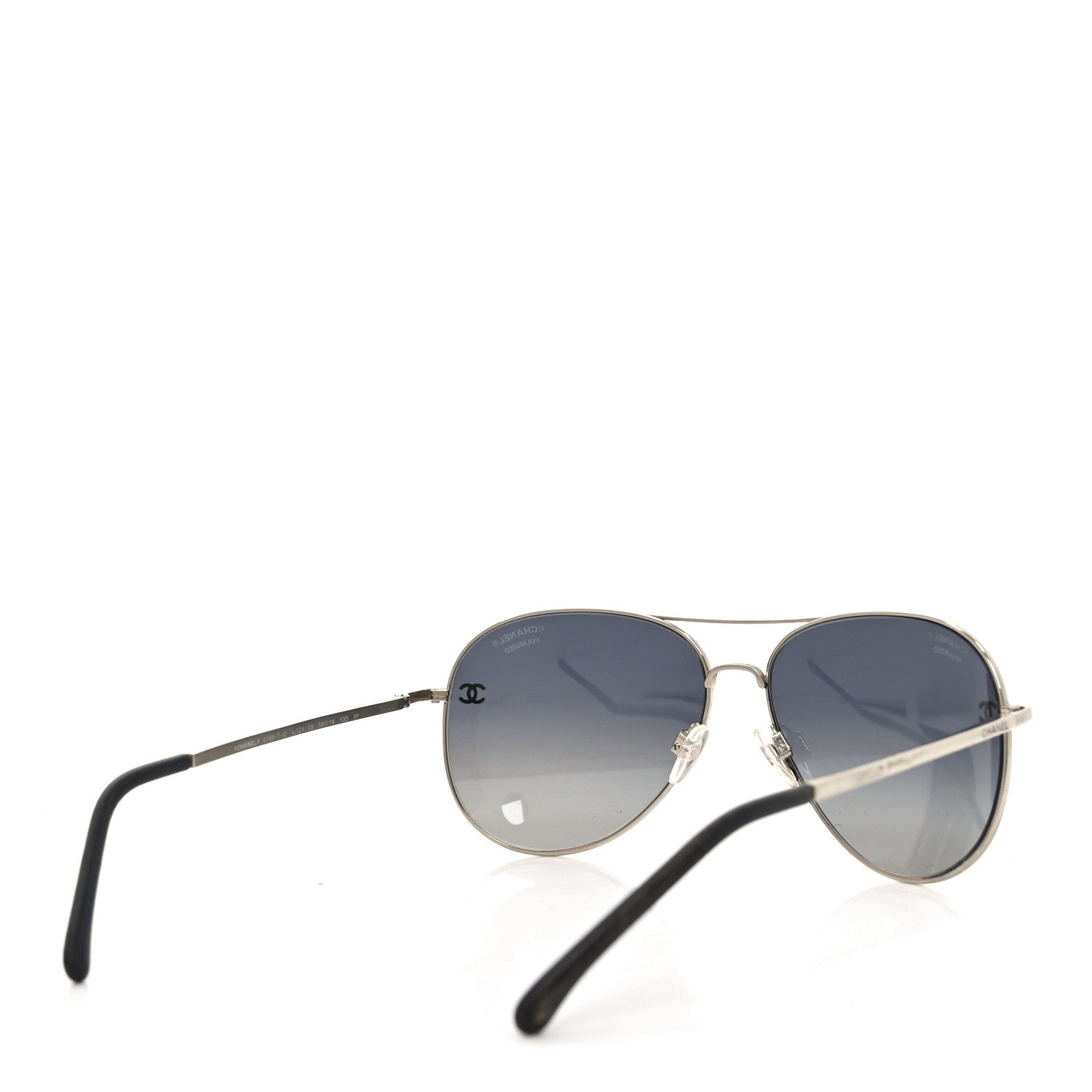 Chanel Metal Polarized CC Aviator Sunglasses 4189-T-Q Silver