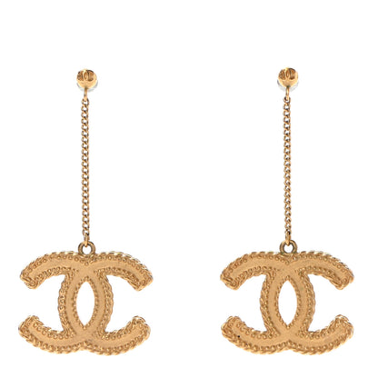 Chanel CC Drop Earrings Matte Gold 1 of 4