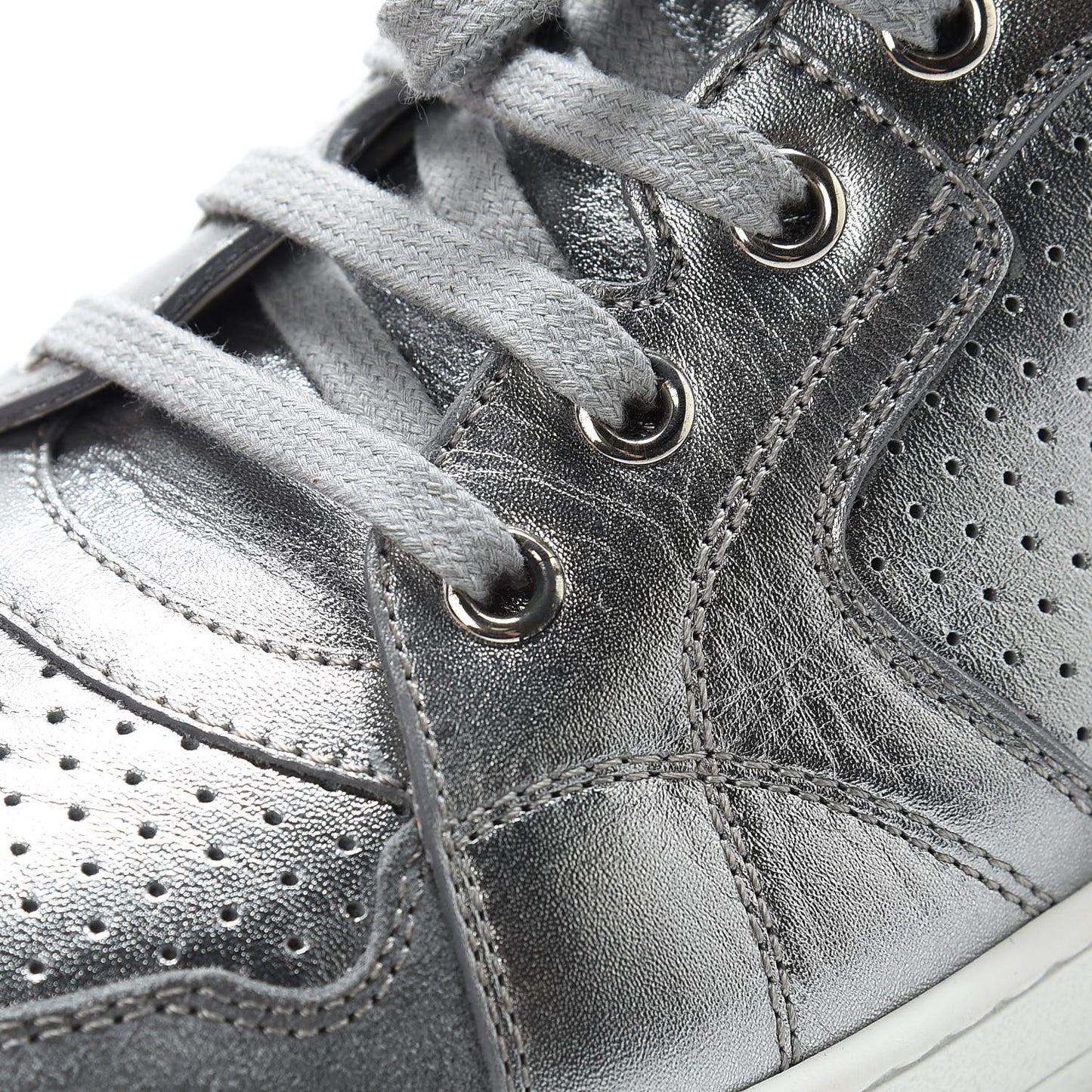 Metallic Calfskin Hip-Dior High Top Sneakers 39 Steel
