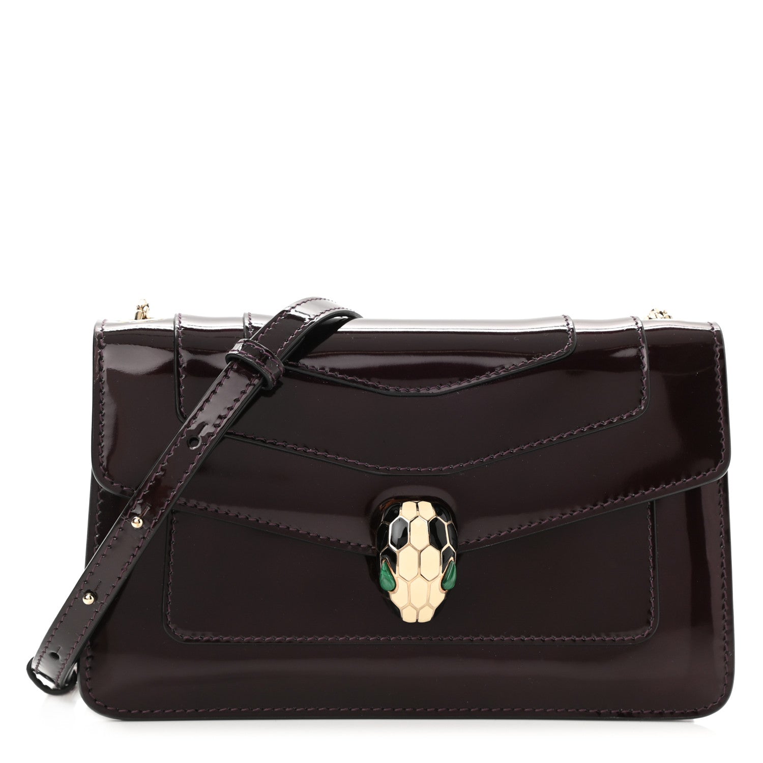 Bulgari Metallic Calfskin Serpenti Forever Shoulder Bag Plum 2 of 10