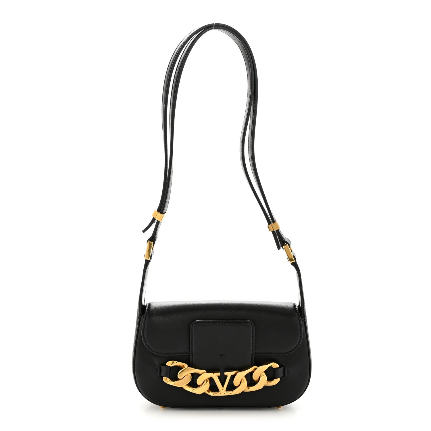 Valentino Garavani Calfskin Small Vlogo Chain Shoulder Bag Black 1 of 13