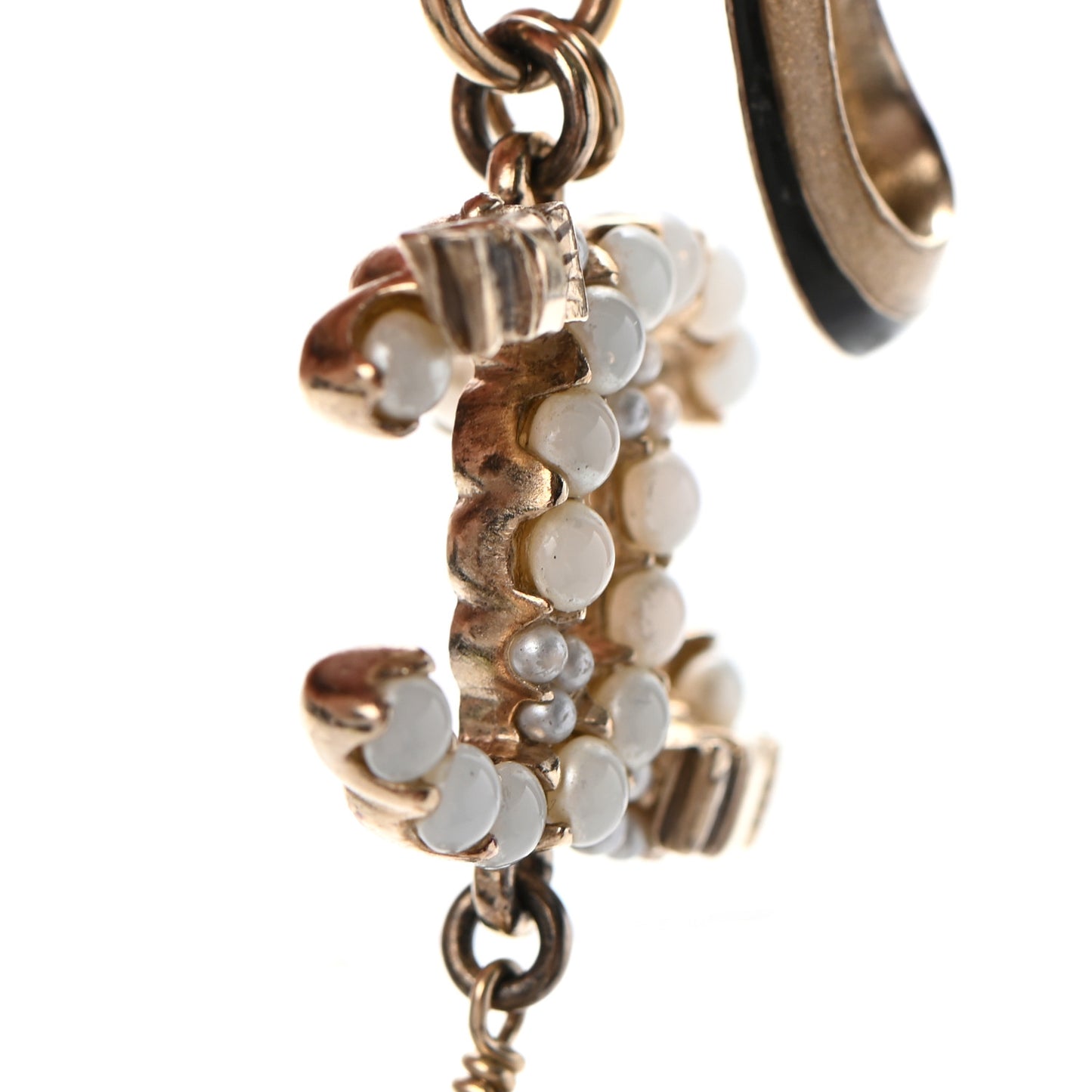 Pearl CC Charm Short Necklace Gold