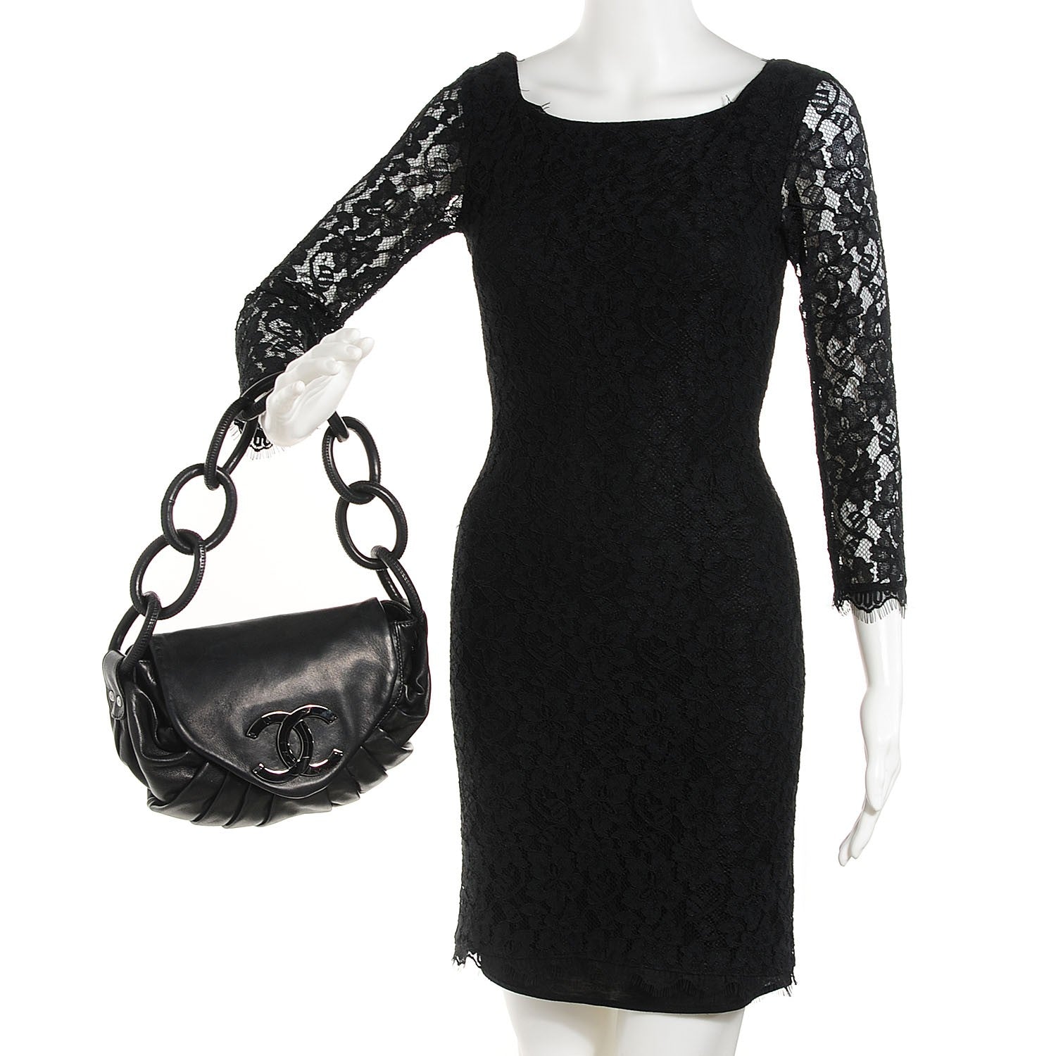 Chanel Lambskin Pleated CC Flap Bag Black 2 of 7
