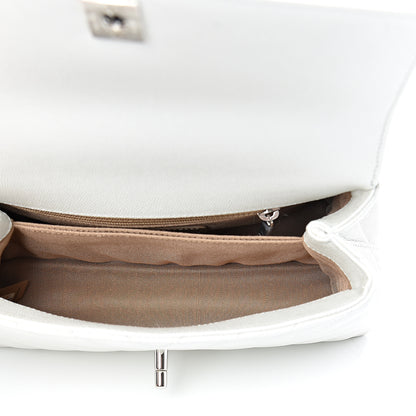 Chanel Iridescent Caviar Chevron Quilted Mini Coco Handle Flap White 4 of 11