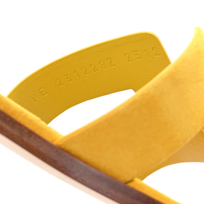 Hermes Suede Goatskin Santorini Sandals 36 Jaune Bouton D'or 9 of 10