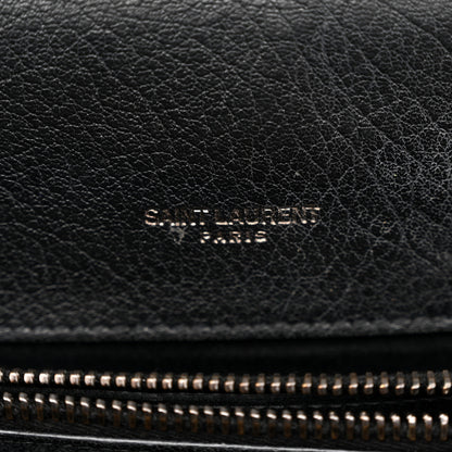 Saint Laurent Sheepskin Matelasse Chevron Monogram Medium College Bag Black 6 of 14