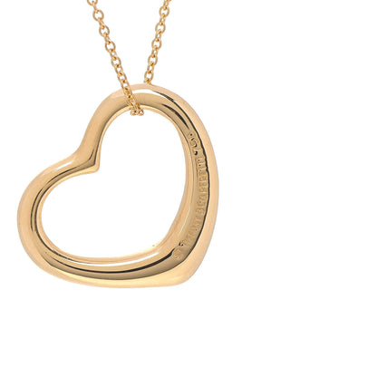 Tiffany 18K Yellow Gold 22mm Elsa Peretti Open Heart Pendant Necklace 4 of 7