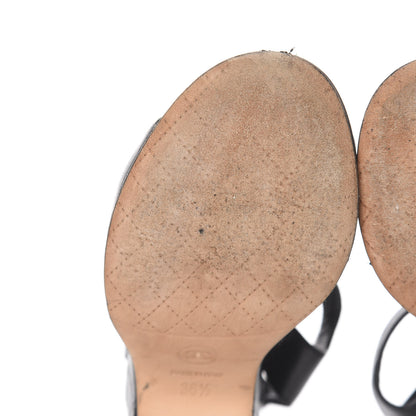 Chanel Lambskin Quilted Chain CC Wedge Sandals 36.5 Black 9 of 12