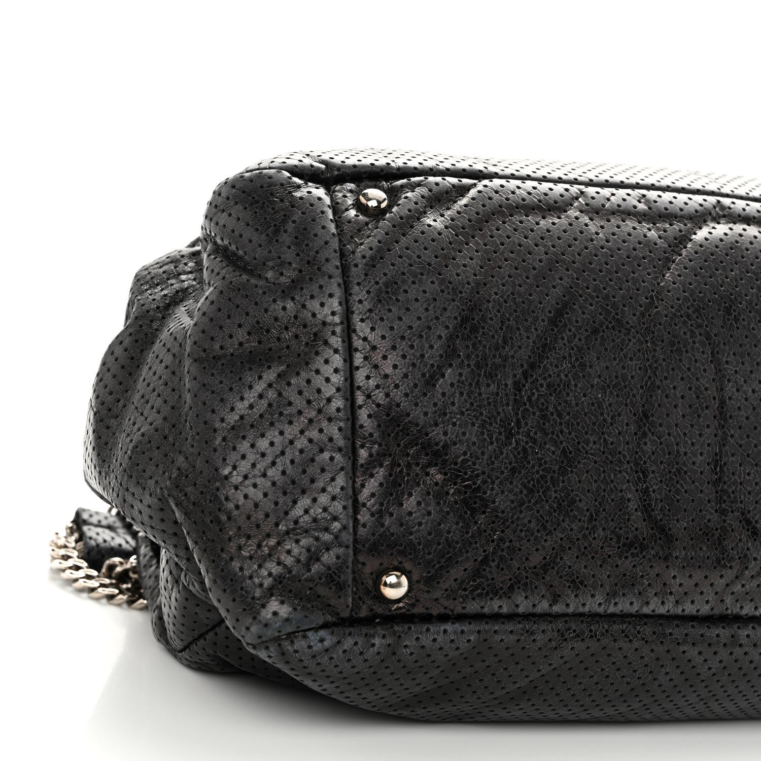 Chanel Calfskin Perforated Large Drill Accordion Flap Black 8 of 9