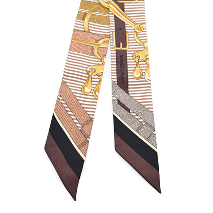 Hermes Silk Mors a Jouets Chemise Twilly Chocolate Gold Black 2 of 3