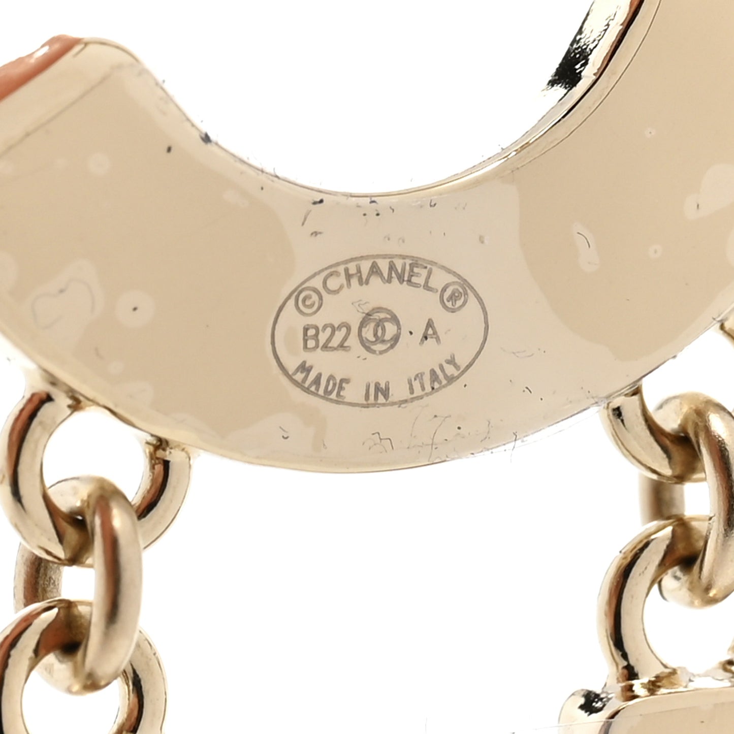 Metal Enamel Cha-Nel Logo Drop Earrings Black White