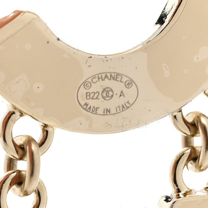 Chanel Metal Enamel Cha-Nel Logo Drop Earrings Black White 3 of 5