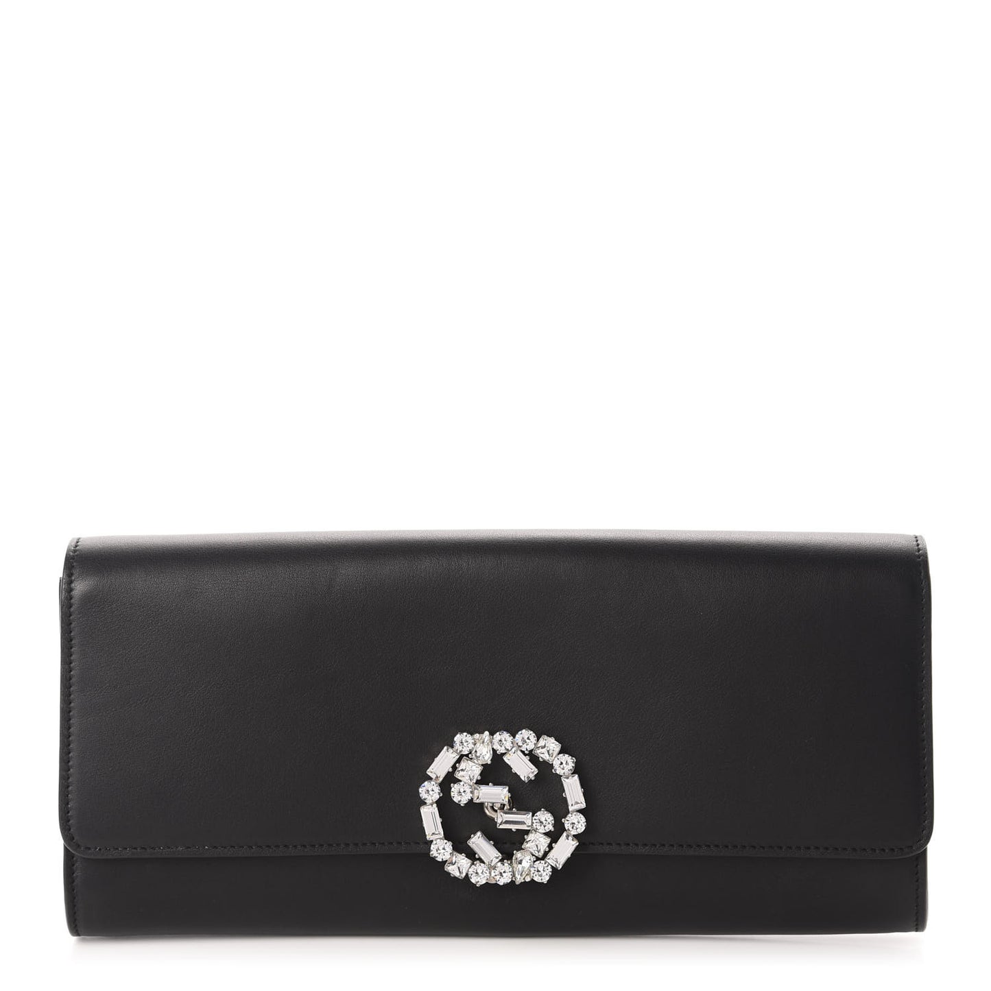 Calfskin Crystal GG Sparkling Clutch Black