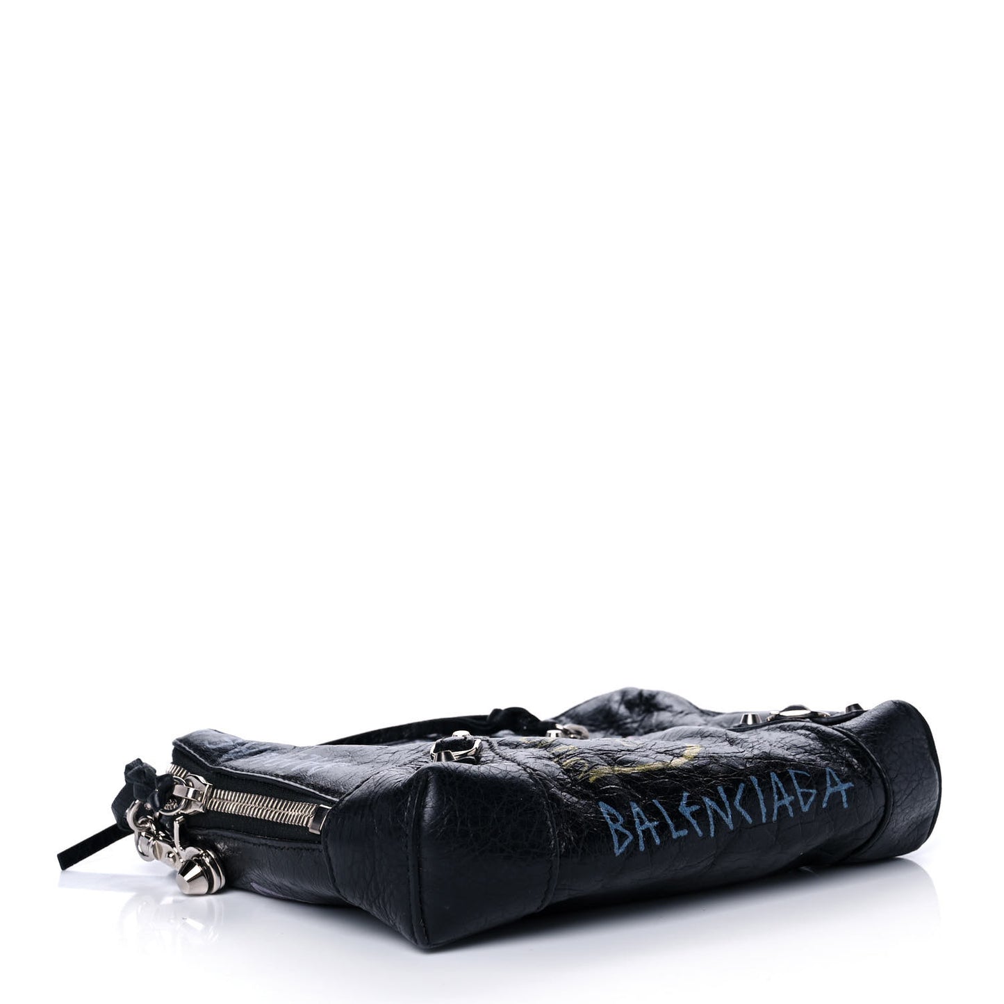 Agneau Classic Silver Hardware Graffiti Reporter XS Black