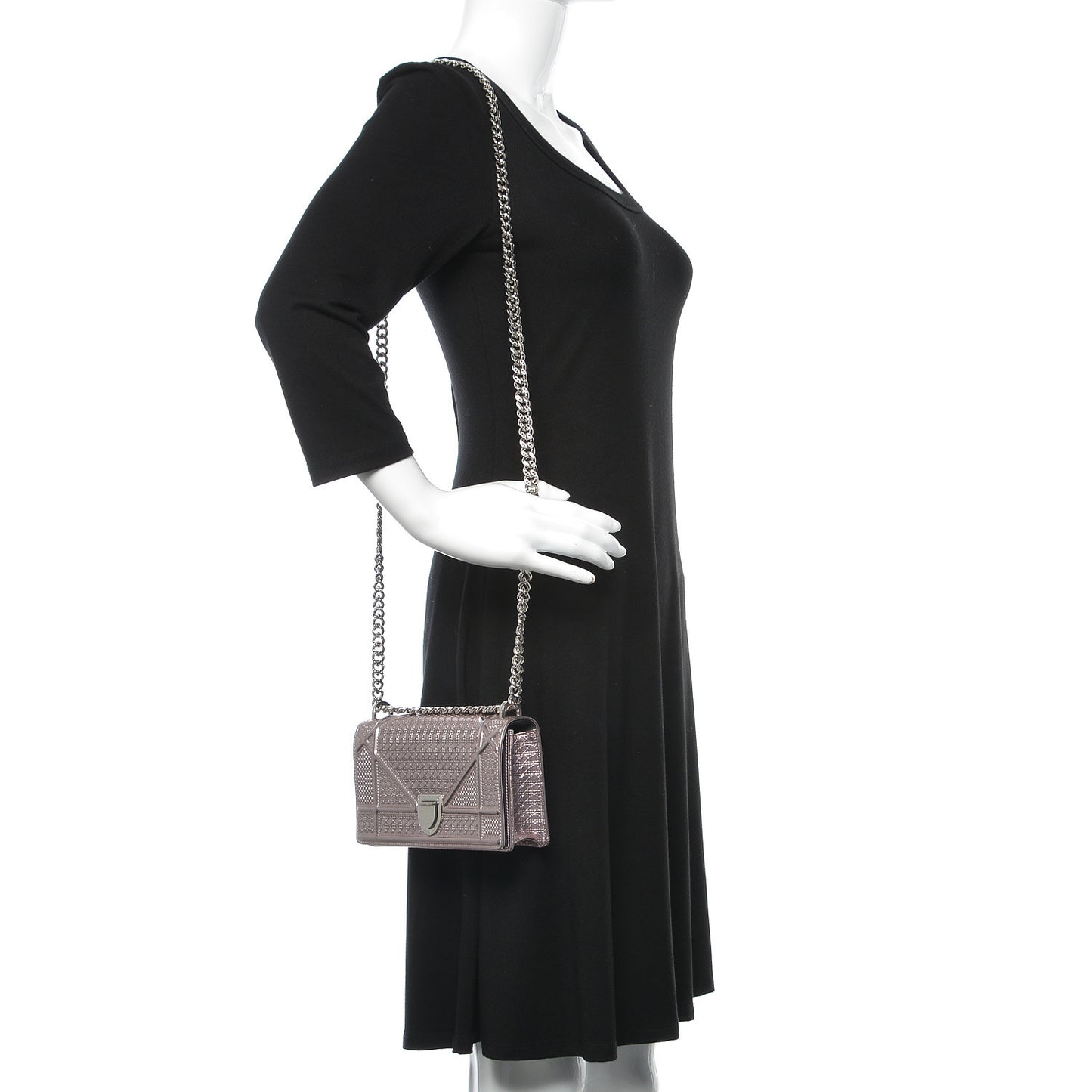 Metallic Patent Micro-Cannage Mini Diorama Flap Bag Hyper Pink