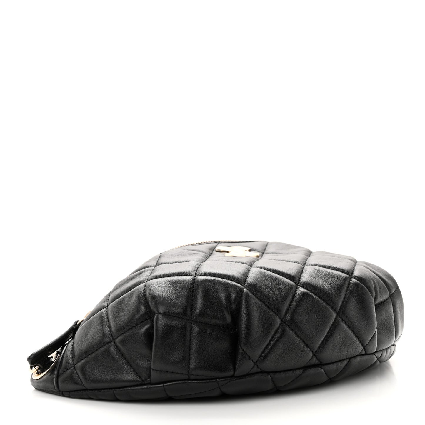 Lambskin Quilted Waist Bag Fanny Pack Black