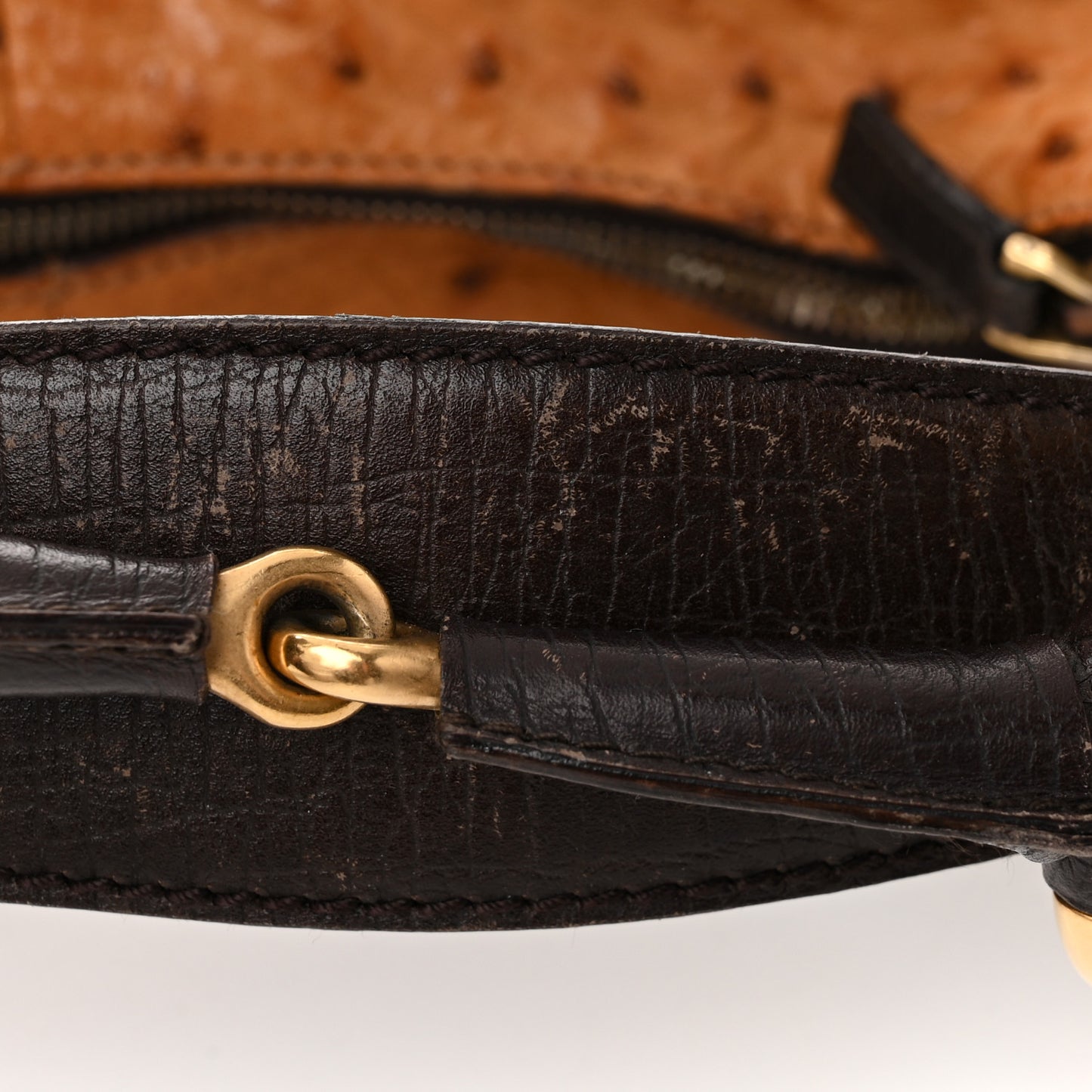 Ostrich Medium Horsebit Chain Hobo Brown