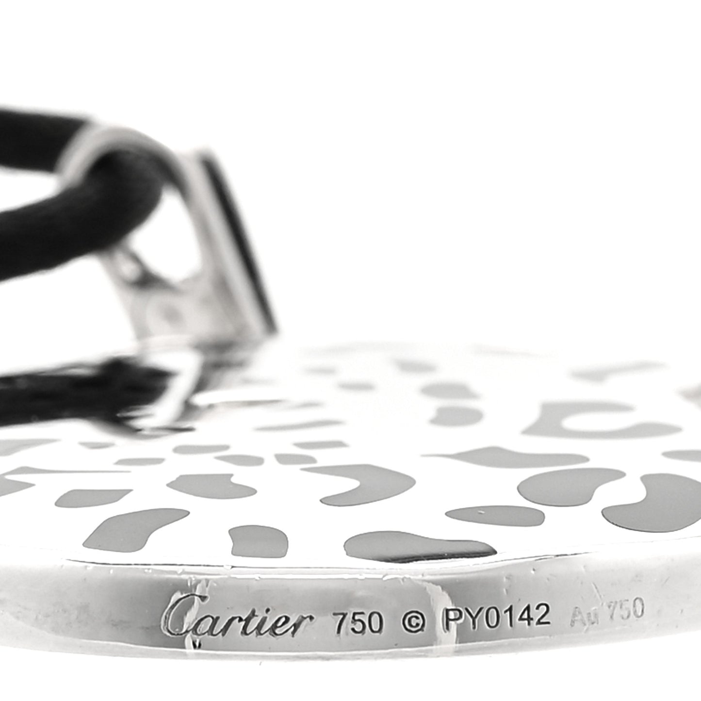 18K White Gold Enamel Tsavorite Panthere De Cartier Pendant Cord Necklace