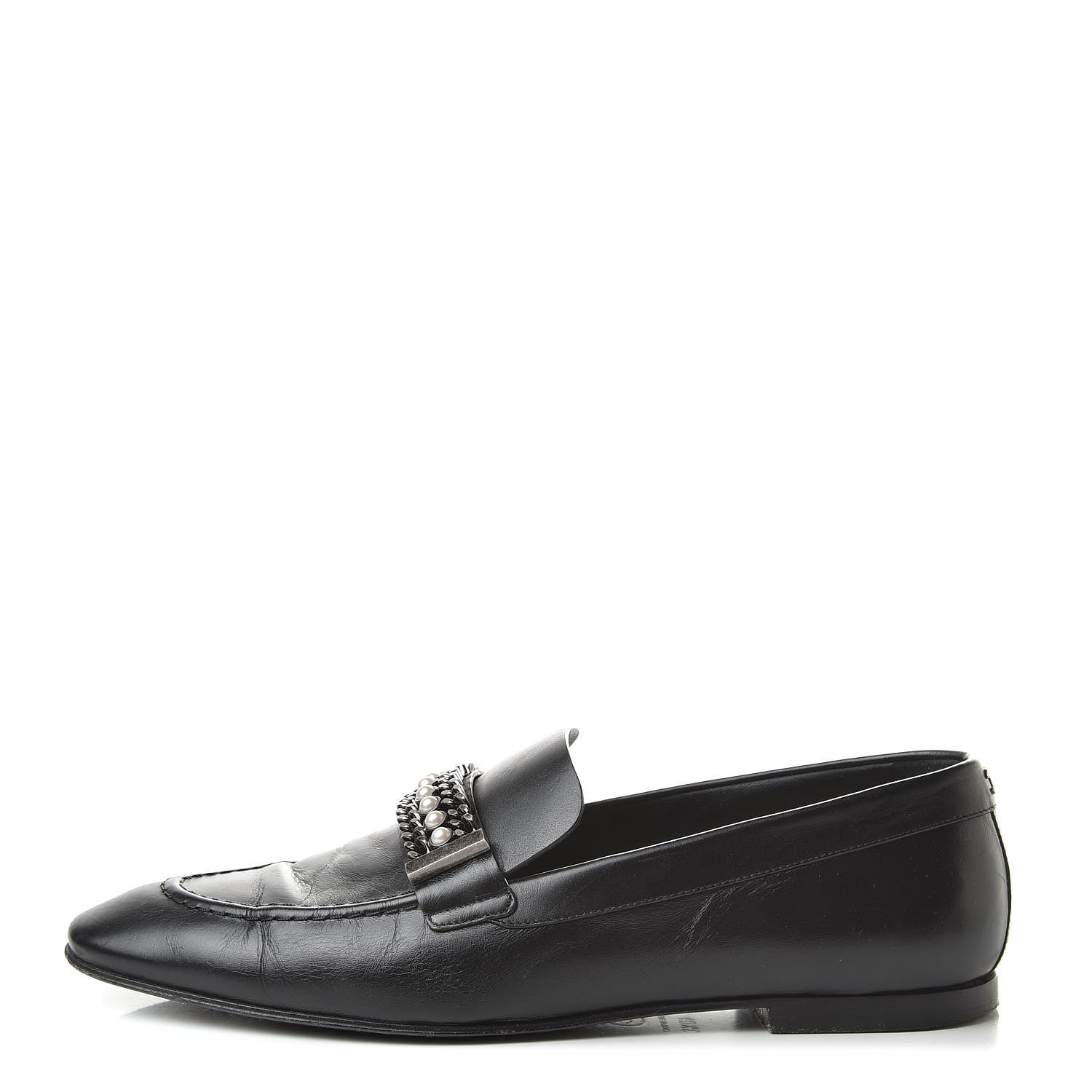 Chanel Calfskin Pearl CC Mocassin Loafers 40.5 Black 1 of 17