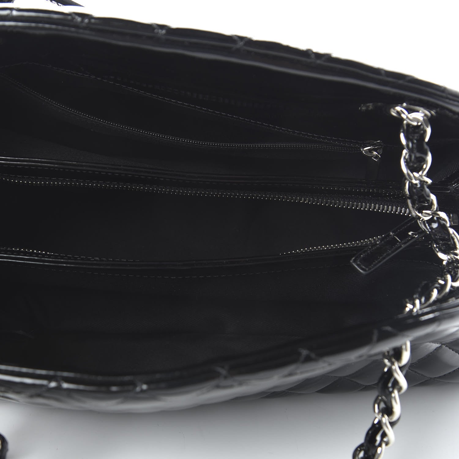 Chanel Patent Quilted Medium Just Mademoiselle Bowling Bag Black 5 of 10