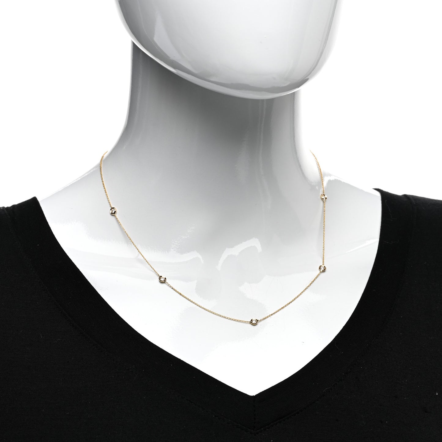 18K Yellow Gold Diamond .25ct Diamonds By The Inch Five Station Necklace