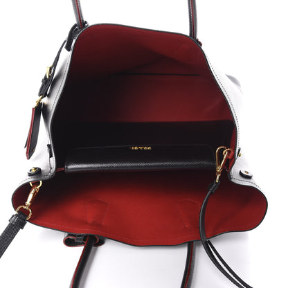 Prada Saffiano Cuir Medium Double Bag Black Fuoco 5 of 10