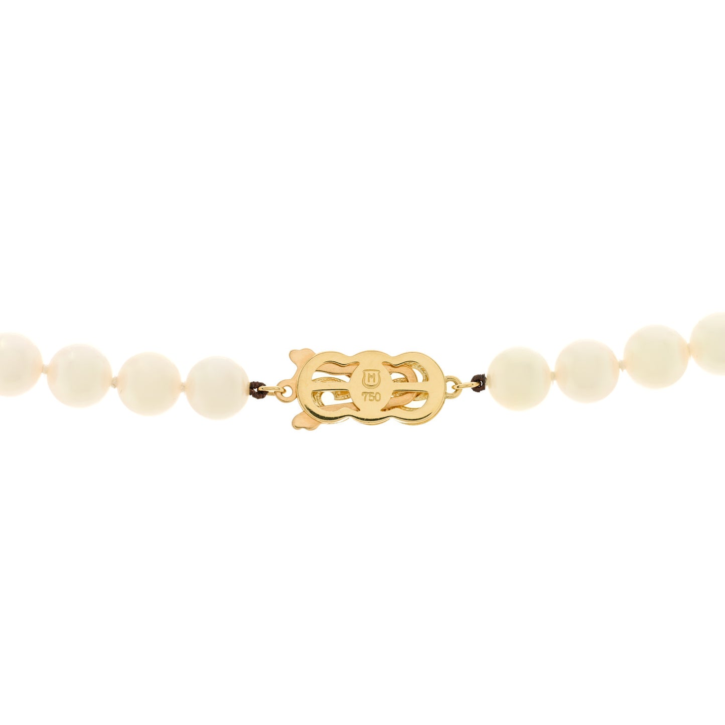 18K Yellow Gold Akoya Pearl 7mm Strand Necklace 20"