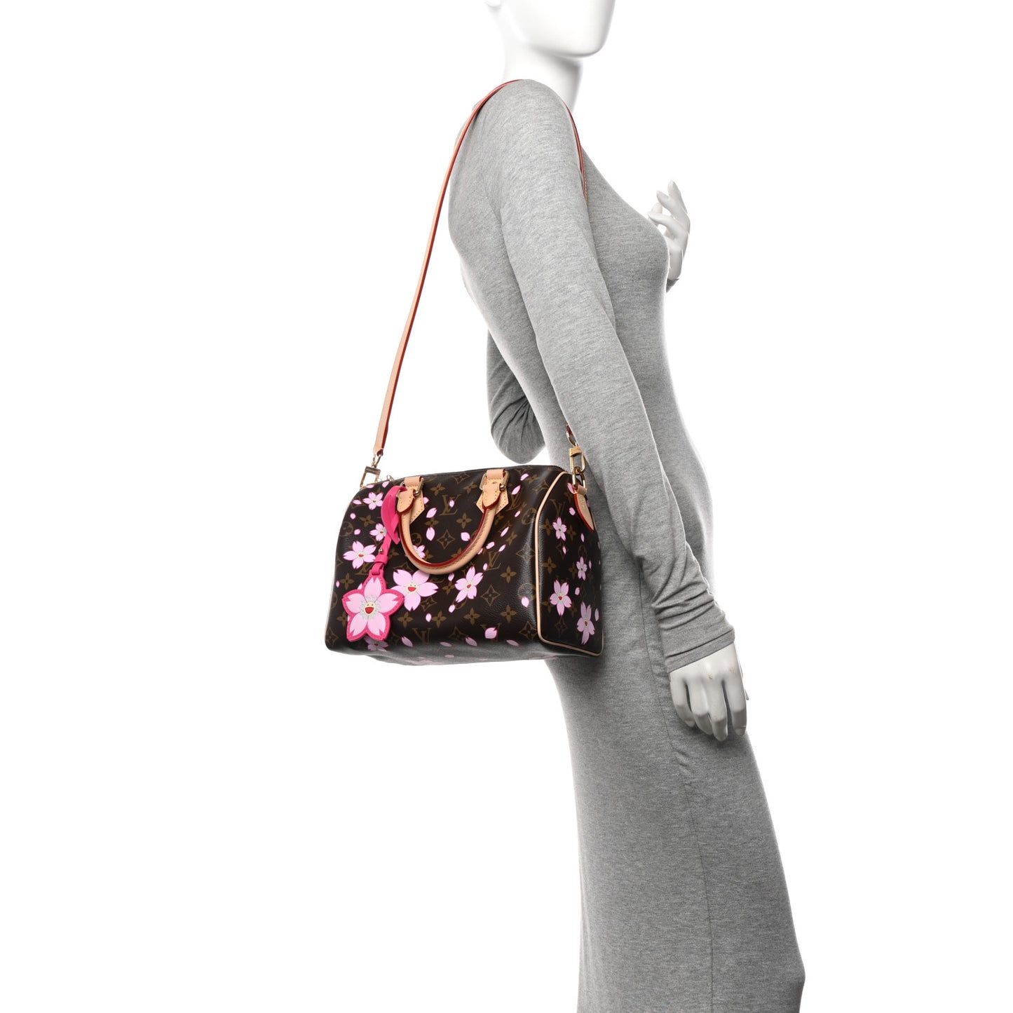 LV X TM Monogram Cherry Blossom Speedy Bandouliere 25 Sakura Brown