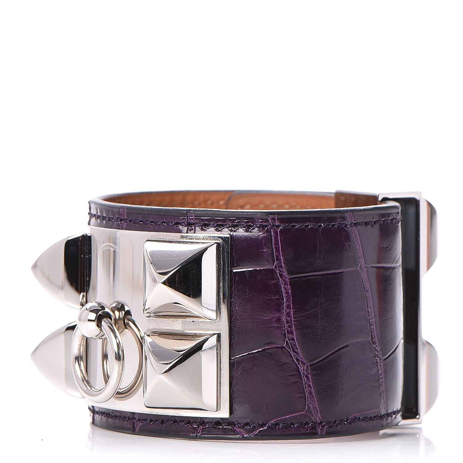 Hermes Shiny Alligator Collier De Chien CDC S Bracelet Amethyst 1 of 6