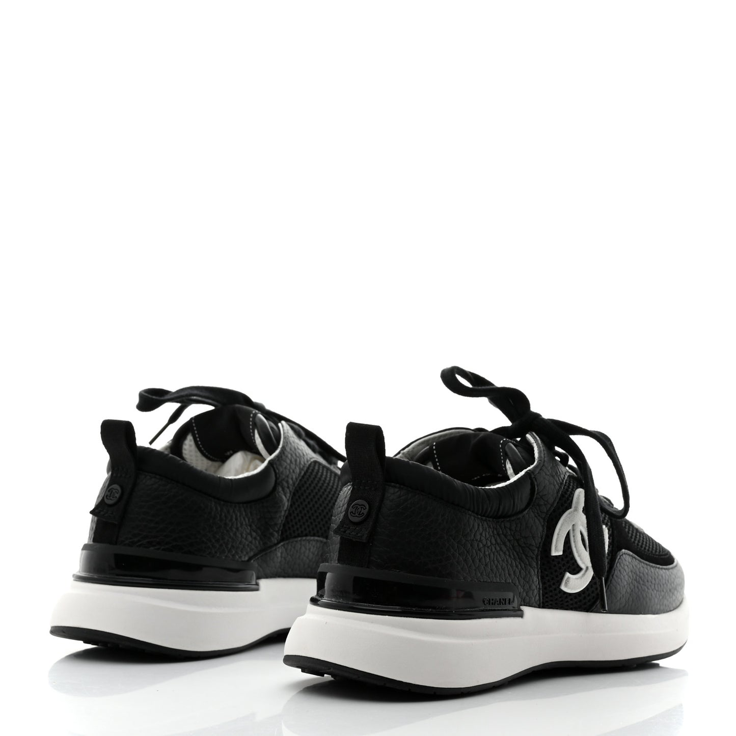 Calfskin Mesh Lycra Suede Womens Logo Sneakers 39 Black