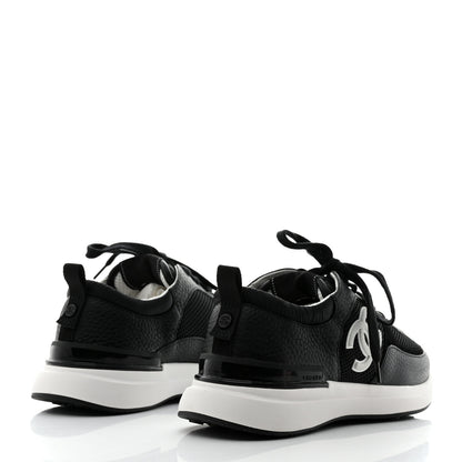 Chanel Calfskin Mesh Lycra Suede Womens Logo Sneakers 39 Black 4 of 9
