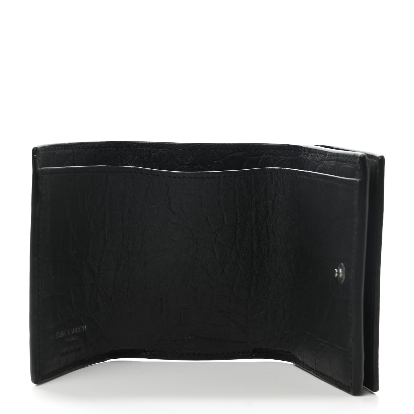 Crocodile Embossed Monogram Compact Tri Fold Gray