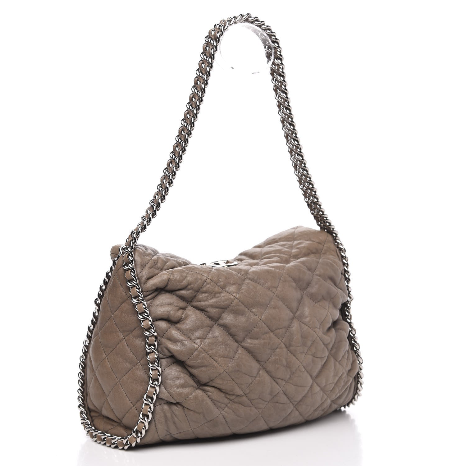 Chanel Washed Lambskin Chain Around Hobo Taupe 3 of 12