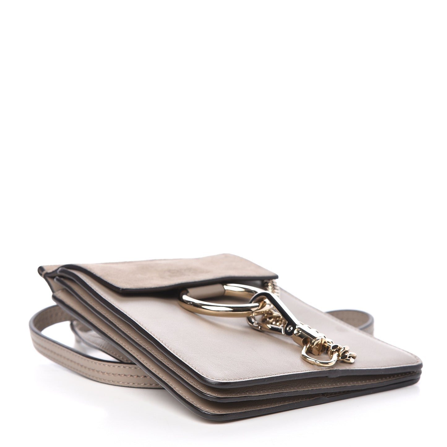 Suede Calfskin Mini Faye Bracelet Bag Motty Grey