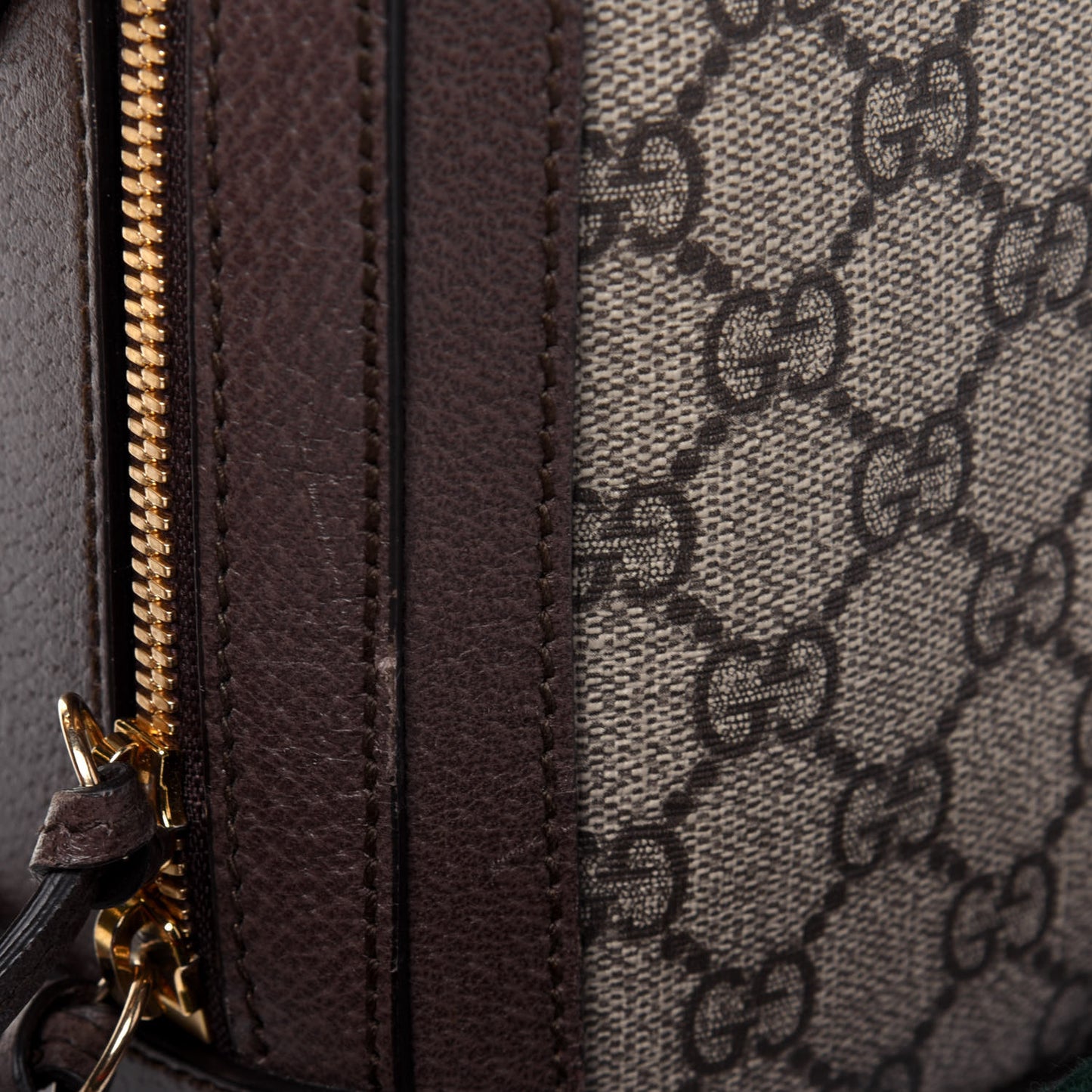 GG Supreme Monogram Web Small Ophidia Top Handle Shoulder Bag Brown