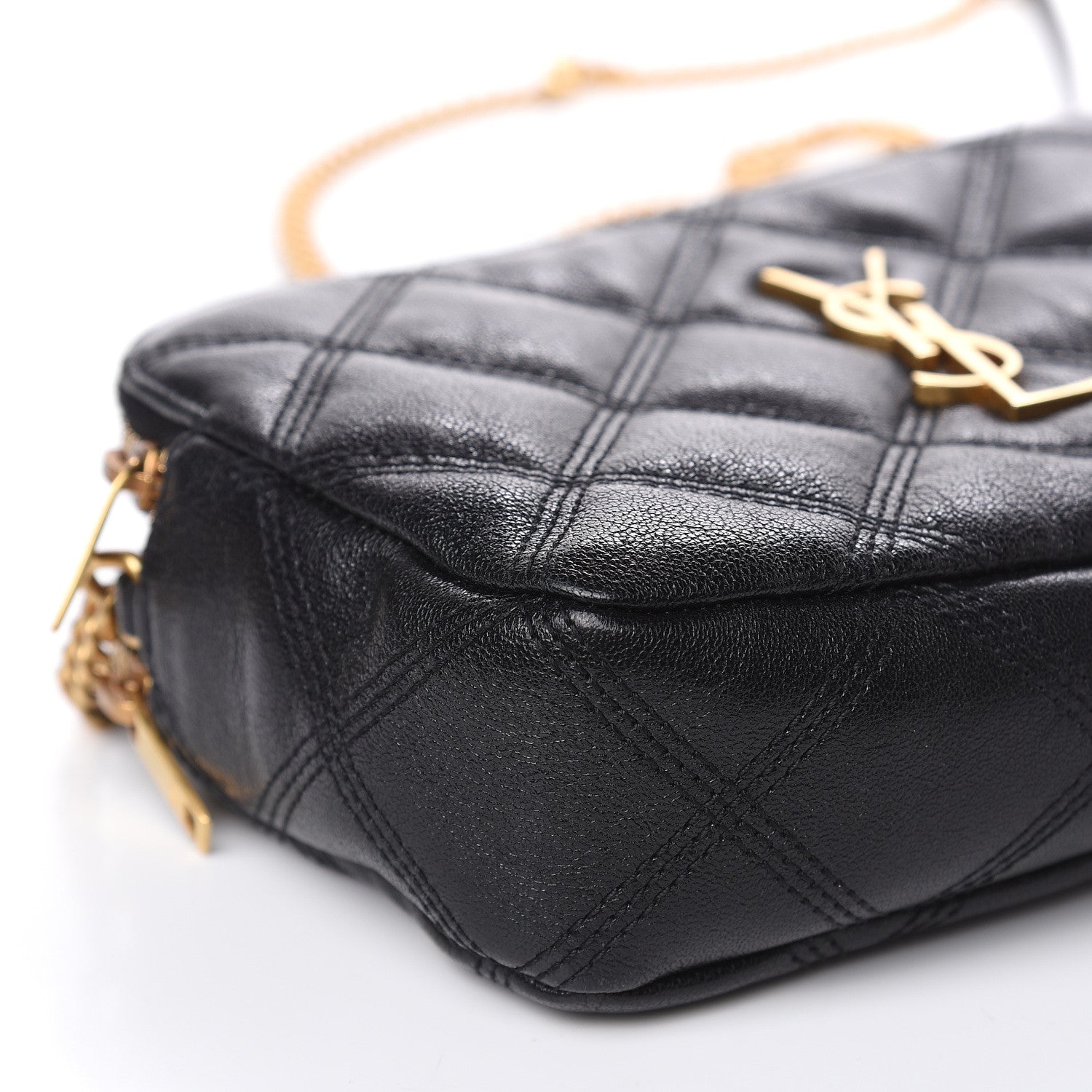Saint Laurent Grained Lambskin Quilted Mini Becky Double Zip Bag