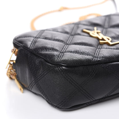Saint Laurent Grained Lambskin Quilted Mini Becky Double Zip Bag Black 10 of 16