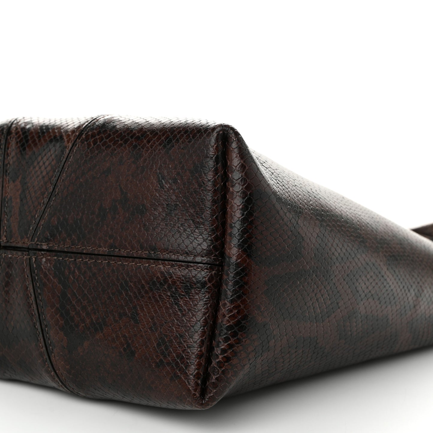 Goatskin Snakeskin Embossed Spin Tote Sooty Brown