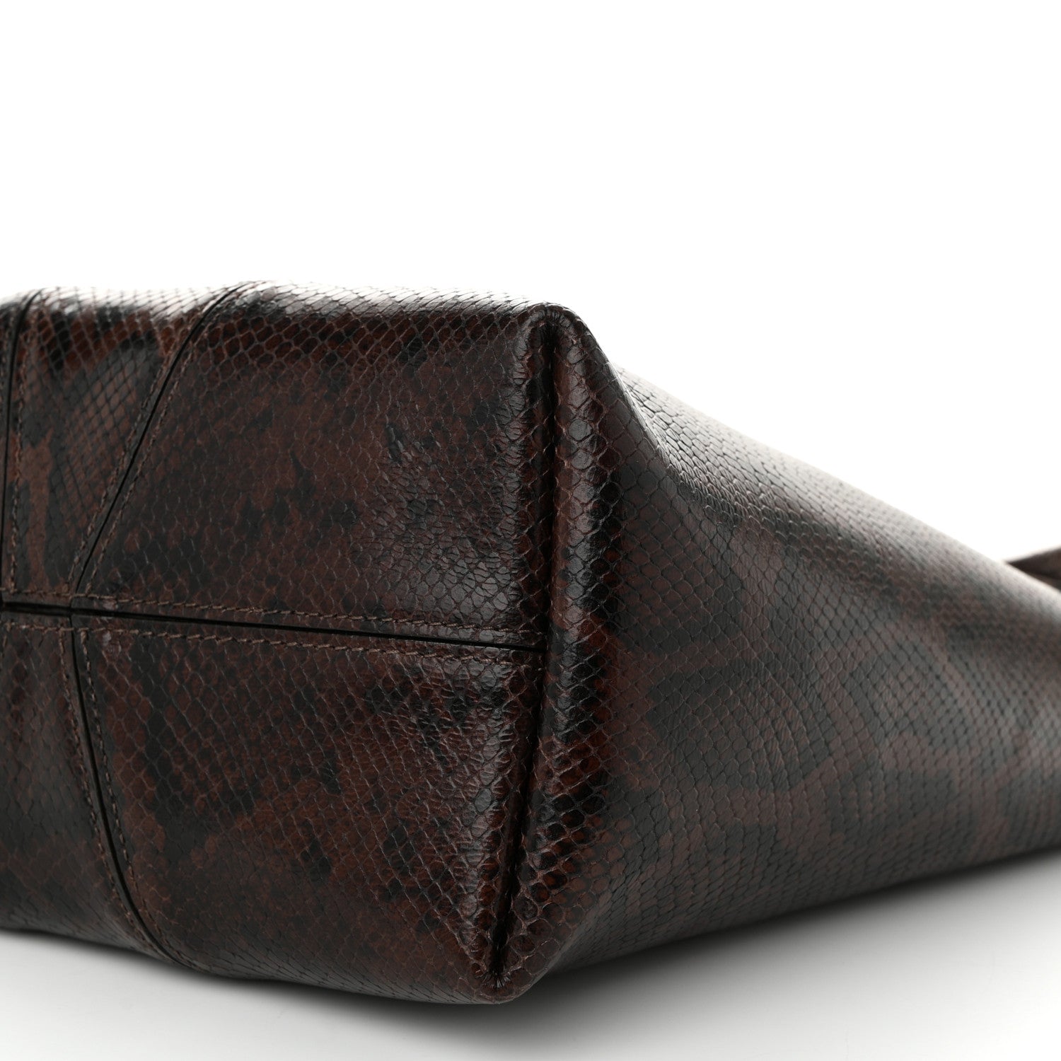 Chloe Goatskin Snakeskin Embossed Spin Tote Sooty Brown 10 of 10