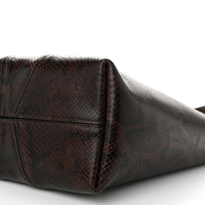 Chloe Goatskin Snakeskin Embossed Spin Tote Sooty Brown 10 of 10