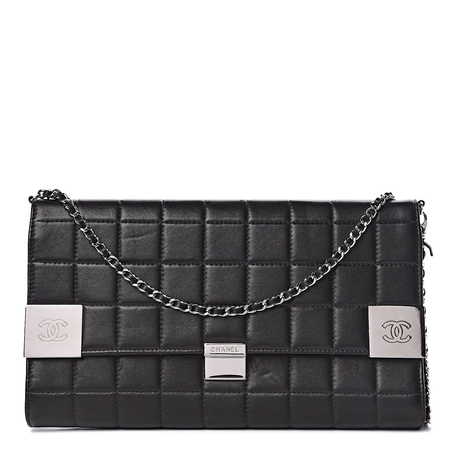 Chanel Lambskin Chocolate Bar Chain Clutch Black 1 of 15