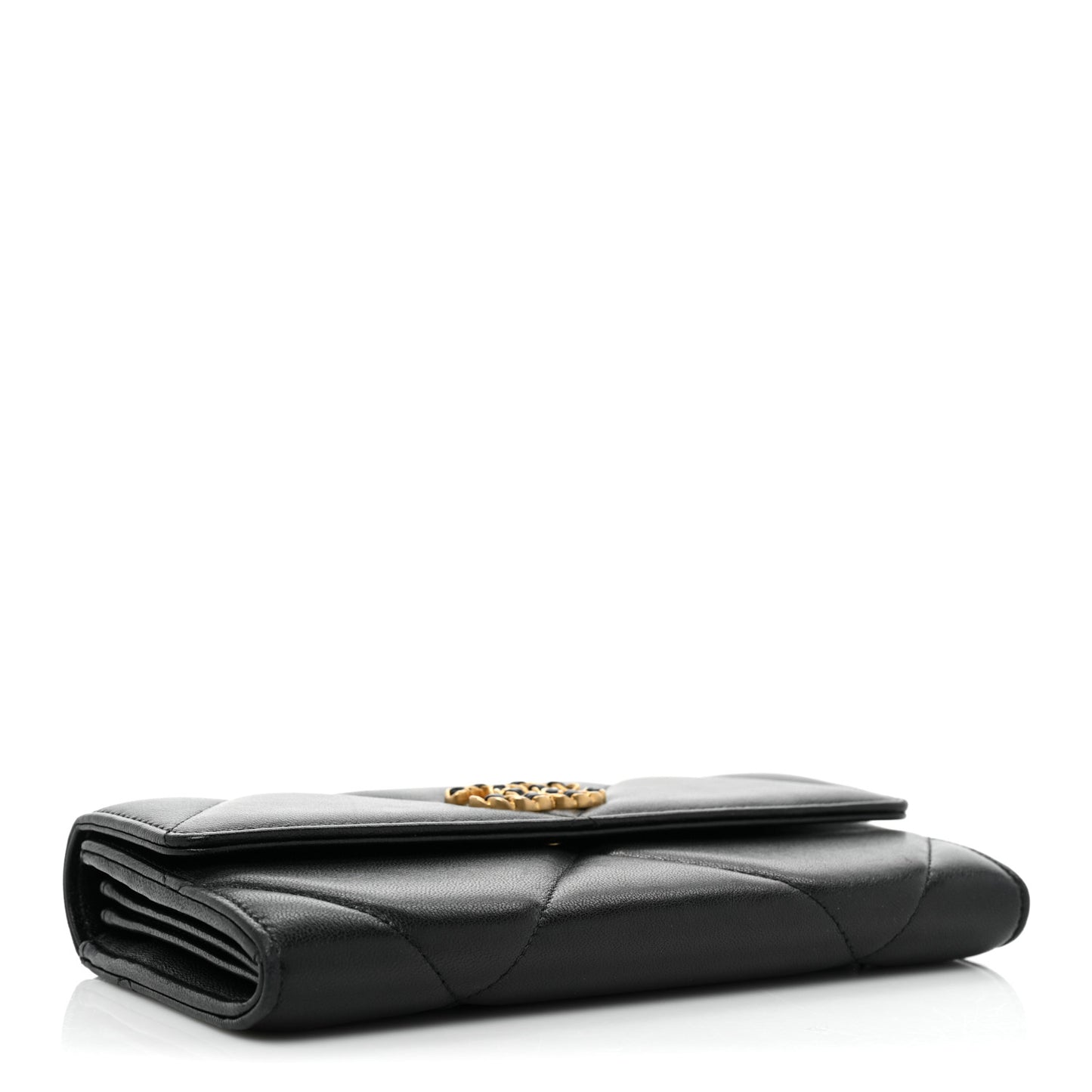Lambskin Quilted Chanel 19 Flap Wallet Black