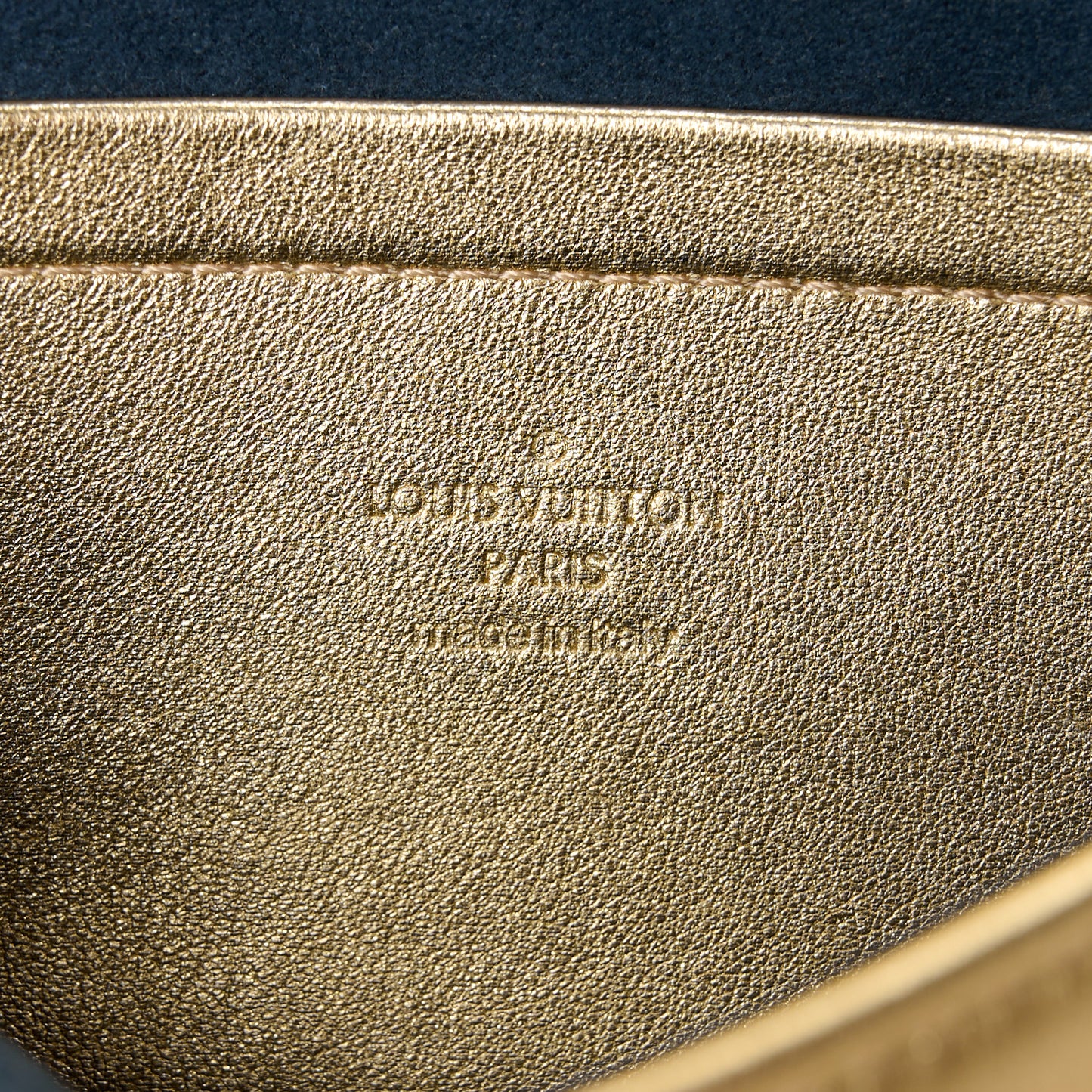 Metallic Lambskin Embossed Monogram Pochette Coussin Gold
