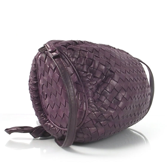 Leather Woven Shoulder Bag Purple