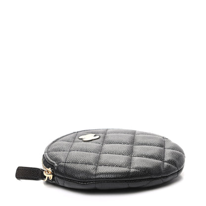 Chanel Caviar Quilted Round Clip On Coin Purse Black 4 of 8