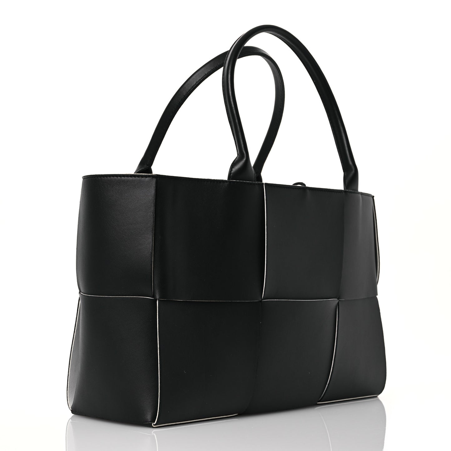 Nappa Maxi Intrecciato Arco Tote Black White