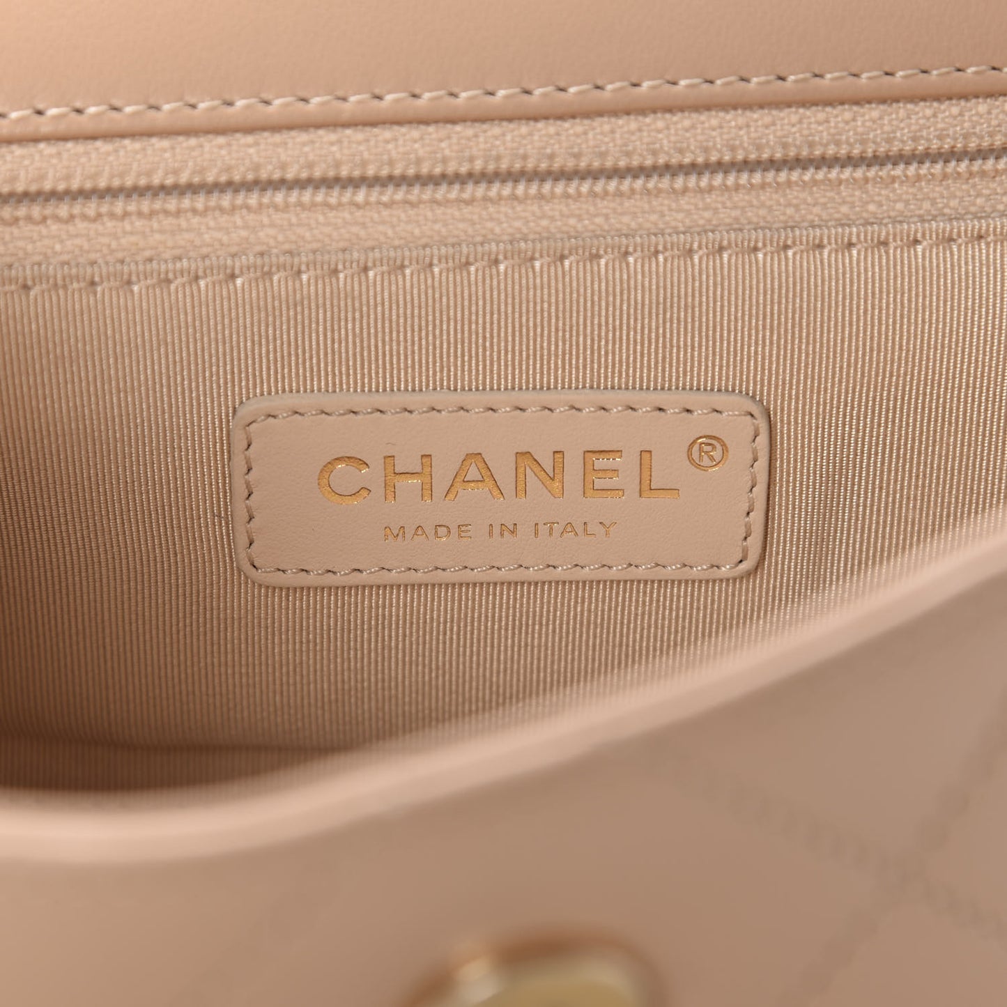 Lambskin A Real Catch Flap Bag Beige