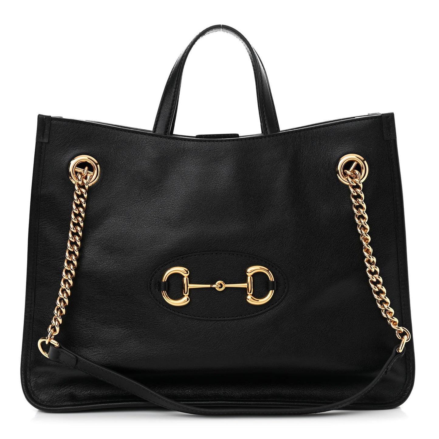 New Sakai Calfskin Lux Medium Horsebit 1955 Tote Bag Black
